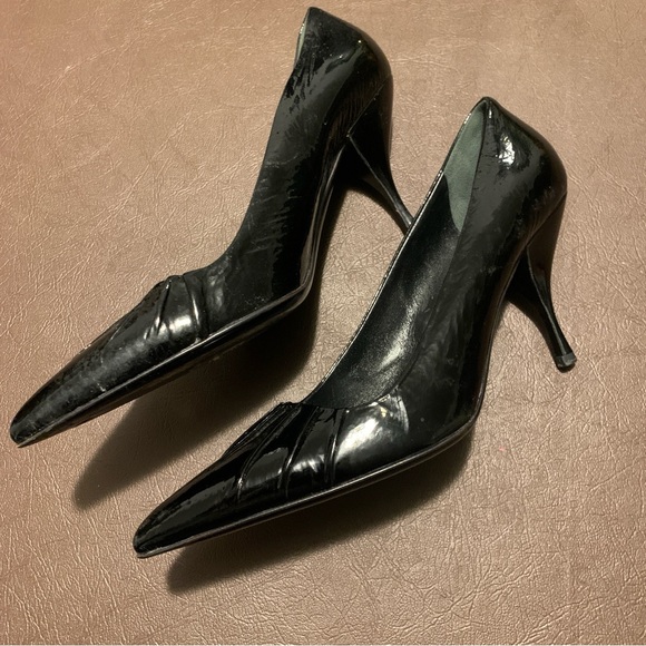 Vintage Prada Patent Leather Pointy Toed Heels Prada Pumps Made in Italy Sz 38.5 - Picture 6 of 16